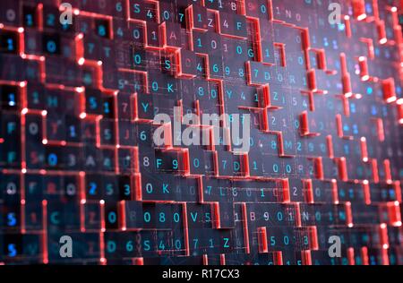 Abstract rosso sfondo digitale. 3d'illustrazione. Foto Stock