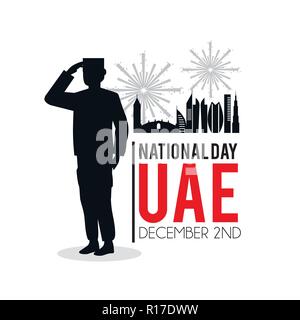 Soldato con uae patriottica giornata nazionale Illustrazione Vettoriale