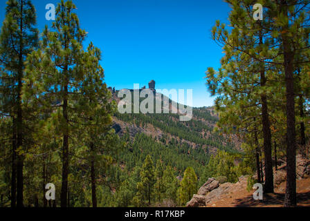 Una grande roccia in piedi su una montagna Foto Stock