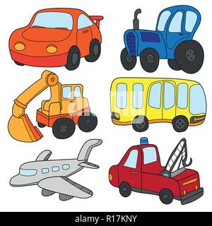 Cartoon cars collection. Il vettore di trasporto con tema auto, camion, autobus Illustrazione Vettoriale