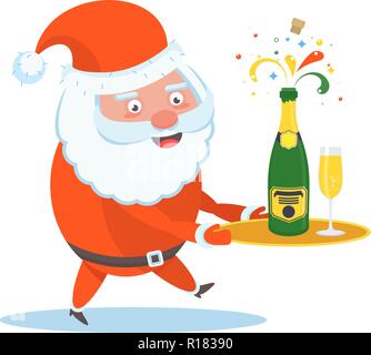 Funny happy Santa Claus carattere Carte di Natale Illustrazione Vettoriale