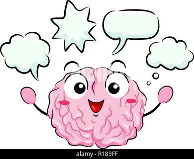 Illustrazione di un cervello Mascot con vuoto Fumetti Foto Stock