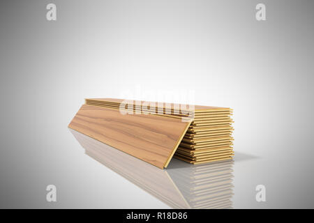 Set di laminati in legno Tavole di costruzione isolata su sfondo grigio Foto Stock