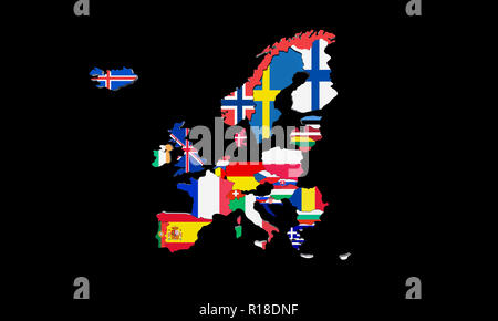 Spazio economico europeo 3D render mappa Foto Stock