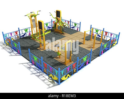 Parco giochi per il fitness e worckout 3d rendering su bianco Foto Stock