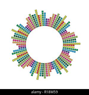 Cerchio equalizzatore mosaico design isolato su sfondo bianco Illustrazione Vettoriale