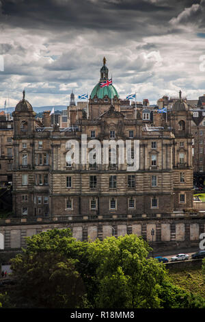 Royal Bank of Scotland (RBS) edificio nel centro storico di Edimburgo, ora un museo. La Scozia. Foto Stock