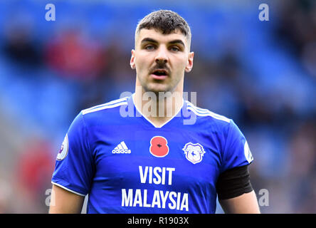 Cardiff City's Callum Paterson durante il match di Premier League al Cardiff City Stadium. Stampa foto di associazione. Picture Data: Sabato 10 Novembre, 2018. Vedere PA storia SOCCER Cardiff. Foto di credito dovrebbe leggere: Simon Galloway/filo PA. Restrizioni: solo uso editoriale nessun uso non autorizzato di audio, video, dati, calendari, club/campionato loghi o 'live' servizi. Online in corrispondenza uso limitato a 120 immagini, nessun video emulazione. Nessun uso in scommesse, giochi o un singolo giocatore/club/league pubblicazioni. Foto Stock