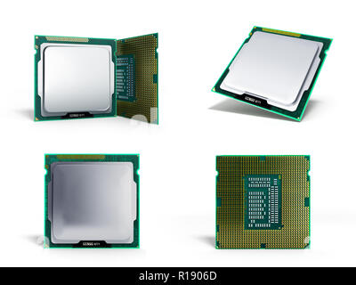 Raccolta Computer centrale processori CPU ad alta risoluzione 3d illustrazione Foto Stock