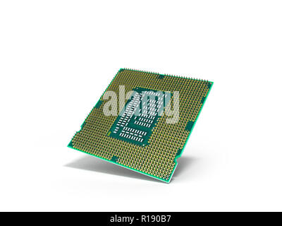 Calcolatore centrale processori CPU ad alta risoluzione 3D rendering su bianco Foto Stock