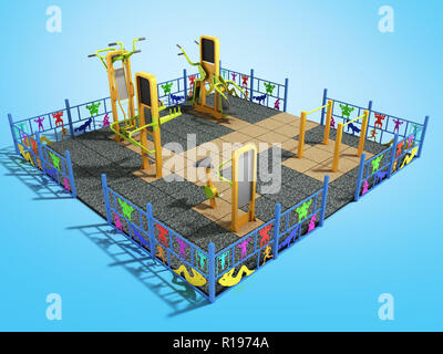 Parco giochi per il fitness e worckout 3d rendering su blu Foto Stock