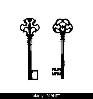 Set di chiavi del vettore con elementi decorativi Illustrazione Vettoriale