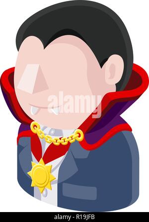 Vampiro uomo Avatar icona Persone Illustrazione Vettoriale