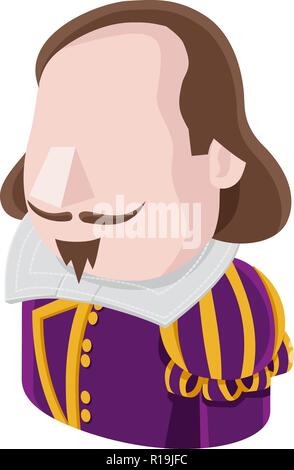 Shakespeare uomo Avatar icona Persone Illustrazione Vettoriale