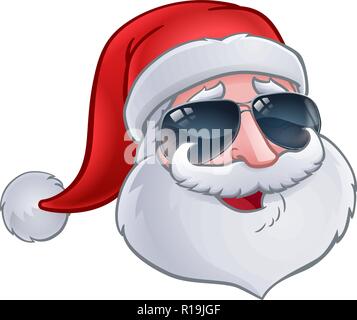 Cool Babbo Natale Natale Cartoon in occhiali da sole Illustrazione Vettoriale