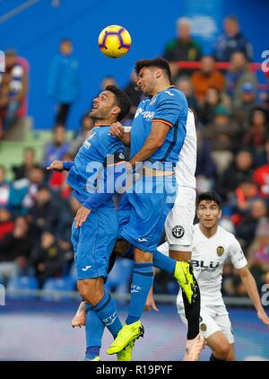 Madrid, Spagna. Decimo Nov, 2018. Partita di calcio tra Getafe e Valencia del 2018/2019 campionato spagnolo, tenutasi a Santiago Bernabeu Stadium in Madrid. (Foto: Jose L. Cuesta/261/Cordon Premere). Cordon Premere Credito: CORDON PREMERE/Alamy Live News Foto Stock