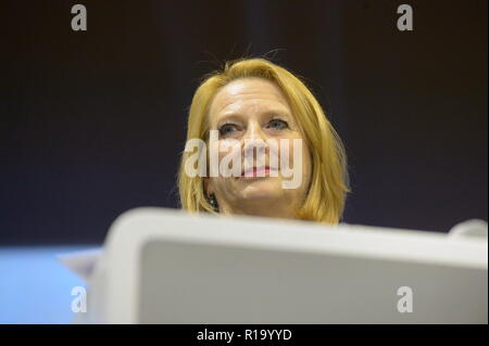 Vienna, Austria. Novembre 10, 2018. L'Accademia dell'Educazione di Vienna, il SPÖ (Partito socialdemocratico d'Austria), il SPÖ Vienna, il SPÖ Parliamen Club, il SPÖ Club nel Municipio di Vienna, l'FSG e l'Istituto Karl Renner invitano alla celebrazione dei '100 anni della Repubblica '. La foto mostra il secondo presidente del Consiglio nazionale Doris Bures (SPÖ). Credit: Franz PERC / Alamy Live News Foto Stock