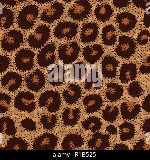 Seamless leopard, ocelot o wild cat fur pattern print Illustrazione Vettoriale