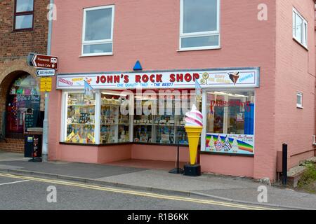 John's Rock Shop a Wells-next-Mare, Norfolk, Inghilterra Foto Stock