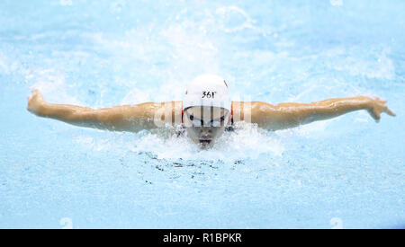 (181111) -- Tokyo, nov. 11, 2018 (Xinhua) -- la Cina del Ye Shiwen compete durante le donne 200m singoli medley finale al nuoto FINA di Coppa del Mondo a Tokyo, Giappone, Nov.11, 2018. (Xinhua/Du Natalino) Foto Stock