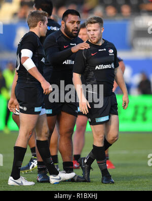 Londra, Regno Unito. 11 Nov 2018. Tom Whiteley di Saraceni durante la Premiership Rugby Cup Round 3 match tra Saraceni e Worcester Warriors al Parco di Allianz Domenica, 11 novembre 2018. Londra Inghilterra. (Solo uso editoriale, è richiesta una licenza per uso commerciale. Nessun uso in scommesse, giochi o un singolo giocatore/club/league pubblicazioni.) Credito: Taka Wu/Alamy Live News Foto Stock