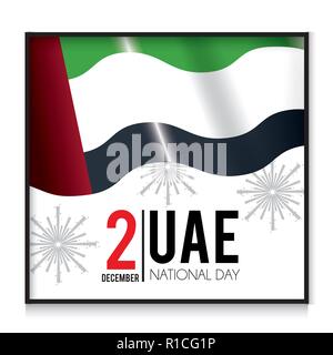 Bandiera degli Emirati arabi uniti con firewords patriottico alla giornata nazionale Illustrazione Vettoriale