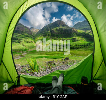 Vista dalla tenda Glencoe in estate, Scozia Foto Stock
