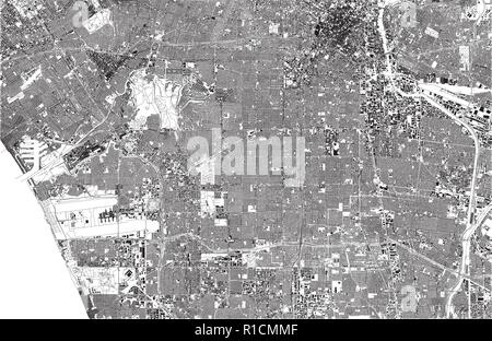 Mappa satellitare di Los Angeles, aeroporto, California, Stati Uniti d'America, per le strade delle città. Cartina stradale e mappa del centro città Illustrazione Vettoriale