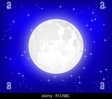 Luna con stelle brillanti, vettore Illustrazione Vettoriale