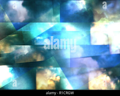 Le nuvole colorate con una sovrapposizione di strati rettangolari Foto Stock