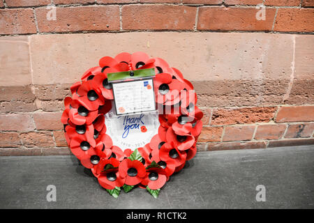 Fabian Peake's lavoratori ferroviari " memoriale di guerra a Londra la stazione di St Pancras, REGNO UNITO Foto Stock