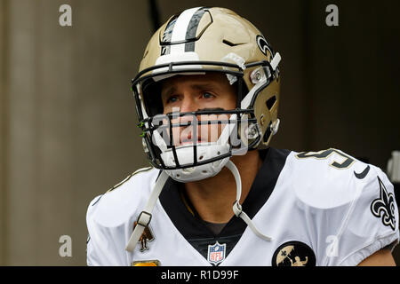 Novembre 11th, 2018: New Orleans Saints quarterback Drew Brees (9) entra nel campo prima di una partita tra New Orleans Saints e Cincinnati Bengals a Novembre 11, 2018 a Paul Brown Stadium di Cincinnati, OH. Adam Lacy/CSM. Foto Stock