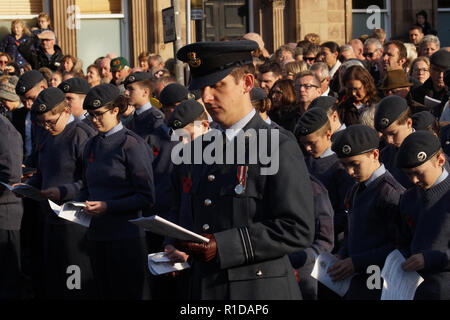 Hereford, Herefordshire, UK. Xi Nov, 2018. Forze armate visto che prendono parte alla commemorazione annuale in occasione del centenario della nascita dell'Armistizio processione a Londra per rendere omaggio a coloro che hanno sofferto o sono morti durante la seconda guerra.centinaia di persone si sono riunite insieme per celebrare il centenario dell'Armistizio, che ha visto 3.123 membri delle forze armate di perdere la loro vita. L'armistizio che termina la prima guerra mondiale tra gli Alleati e la Germania è stato firmato a Compiegne, Francia sull'undicesima ora dell'undicesimo giorno dell'undicesimo mese - 11am il 11 novembre 1918. (Credito Immagine: © Jim Woo Foto Stock