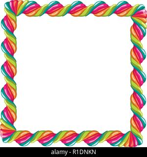 Il vettore di bordo ritorto colorato lollipop candy isolato su sfondo bianco con copyspace Illustrazione Vettoriale