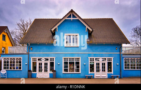 Blue House nella città dell'artista Ahrenshoop. Meclenburgo-pomerania occidentale Foto Stock