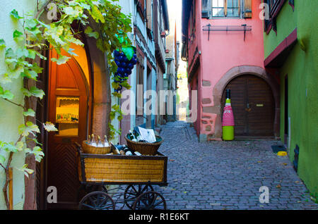 Il borgo medievale di Riquewihr in Alsazia in Francia Foto Stock