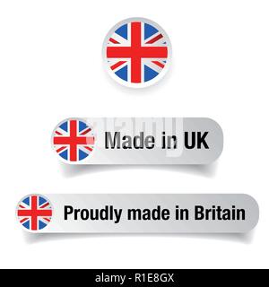 Made in UK set di etichette Illustrazione Vettoriale