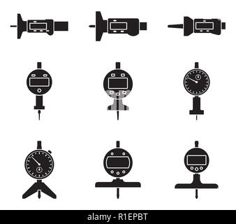 Quadrante e indicatore digitale sonda calibro di profondità. Vettore di Silhouette Illustrazione Vettoriale