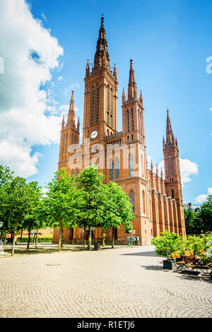 Marktkirche la più antica e la più grande chiesa protestante in Wiesbaden; costruito da Carl Boos come 'Nassauer Landesdom' Foto Stock