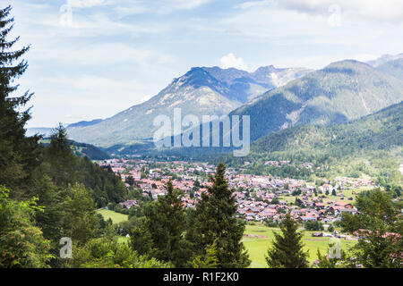 Vista del paesaggio delle Alpi Bavaresi in Germania, Europa Foto Stock