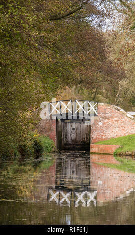 Autunno in Stratford upon Avon Canal tra Lapworth e Lowsonford, Warwickshire, Inghilterra, Regno Unito Foto Stock