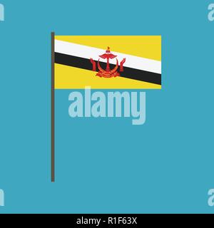 Brunei icona bandiera in design piatto. Giorno di indipendenza o giornata nazionale il concetto di vacanza. Illustrazione Vettoriale
