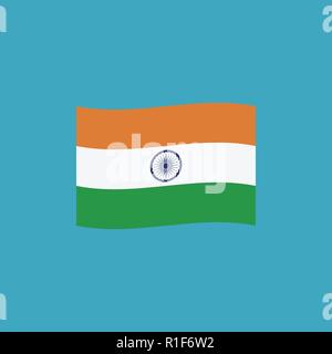 India icona bandiera in design piatto. Giorno di indipendenza o giornata nazionale il concetto di vacanza. Illustrazione Vettoriale