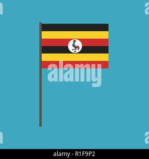 Uganda icona bandiera in design piatto. Giorno di indipendenza o giornata nazionale il concetto di vacanza. Illustrazione Vettoriale