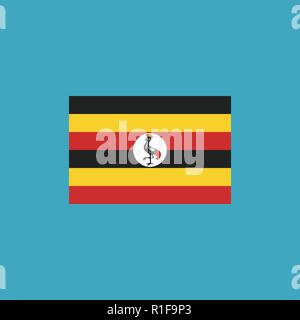 Uganda icona bandiera in design piatto. Giorno di indipendenza o giornata nazionale il concetto di vacanza. Illustrazione Vettoriale