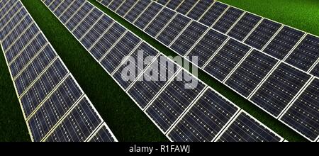 Pannello solare produce verde, rispettosi dell'ambiente energia dal sole. Foto Stock