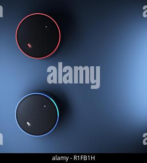 3D rendering di Amazon eco sistema di riconoscimento vocale Foto Stock