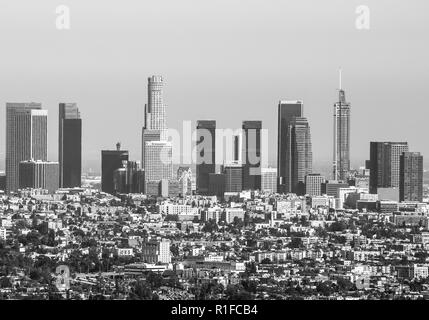 Los Angeles, California, Stati Uniti d'America - 28 Maggio 2017: vista di Los Angeles con la Downtown. Catturate in bianco e nero. Foto Stock
