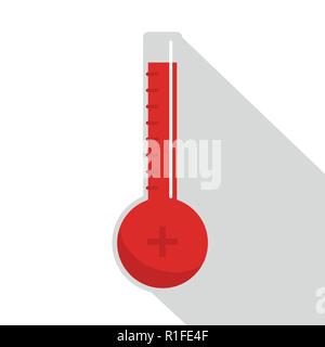 Termometro icona calorosamente. Illustrazione piana di termometro calorosamente icona vettore per il web Illustrazione Vettoriale