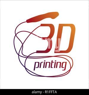 Il logo del vettore la stampa 3D e 3D delle penne Illustrazione Vettoriale